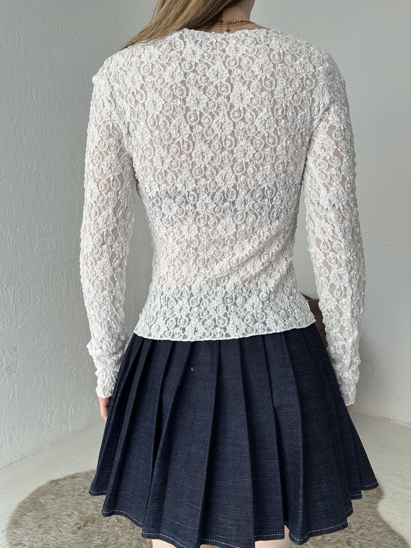 Kayık Yaka Düğmeli Dantel Hırka Ekru