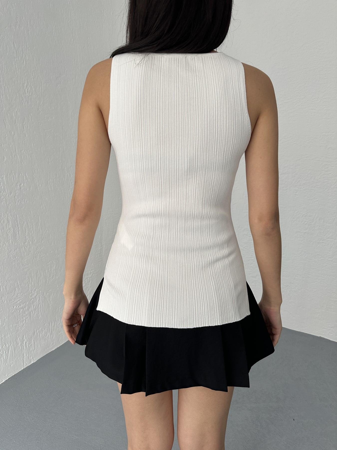 Kayık Yaka Fitilli Triko Bluz Ekru