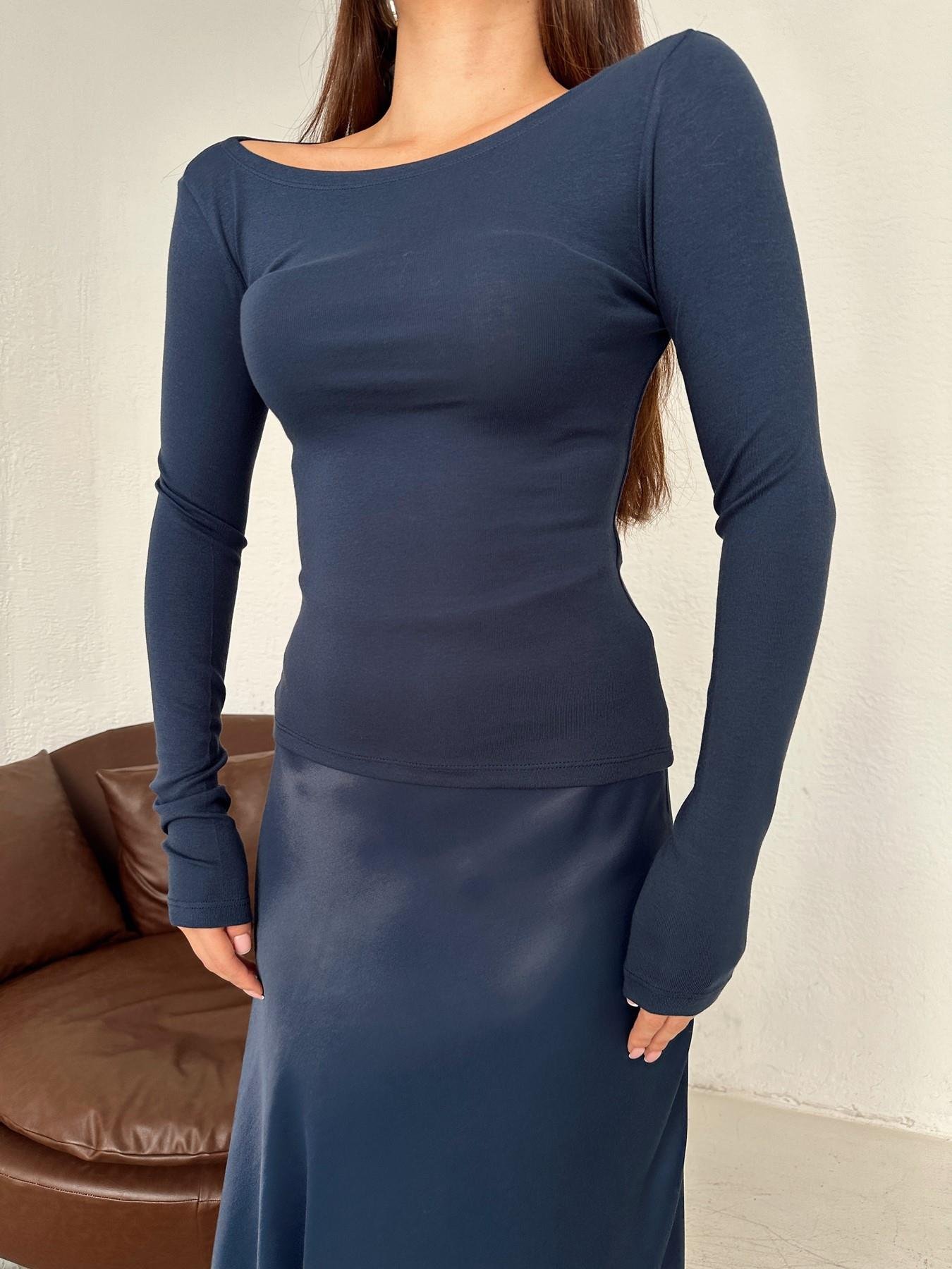 Kayık Yaka Uzun Kol Crop LACİVERT