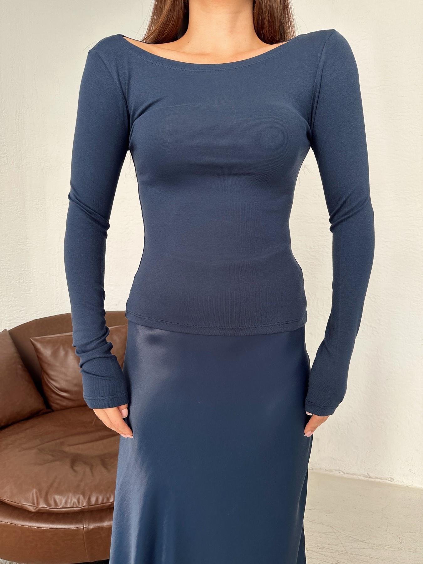 Kayık Yaka Uzun Kol Crop LACİVERT