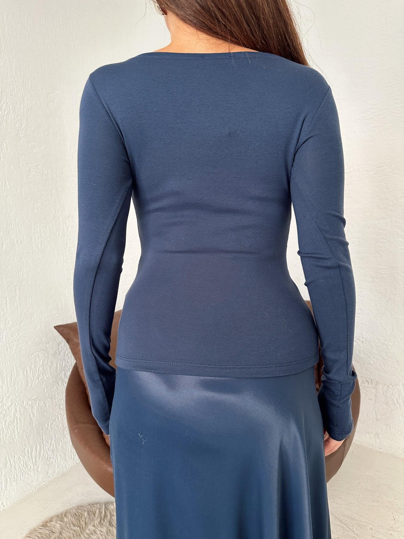 Kayık Yaka Uzun Kol Crop LACİVERT