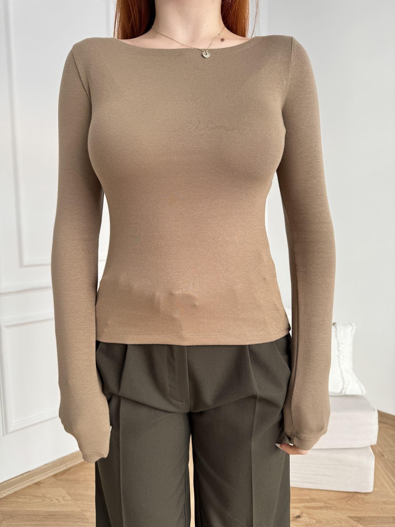 Kayık Yaka Uzun Kol Crop Vizon