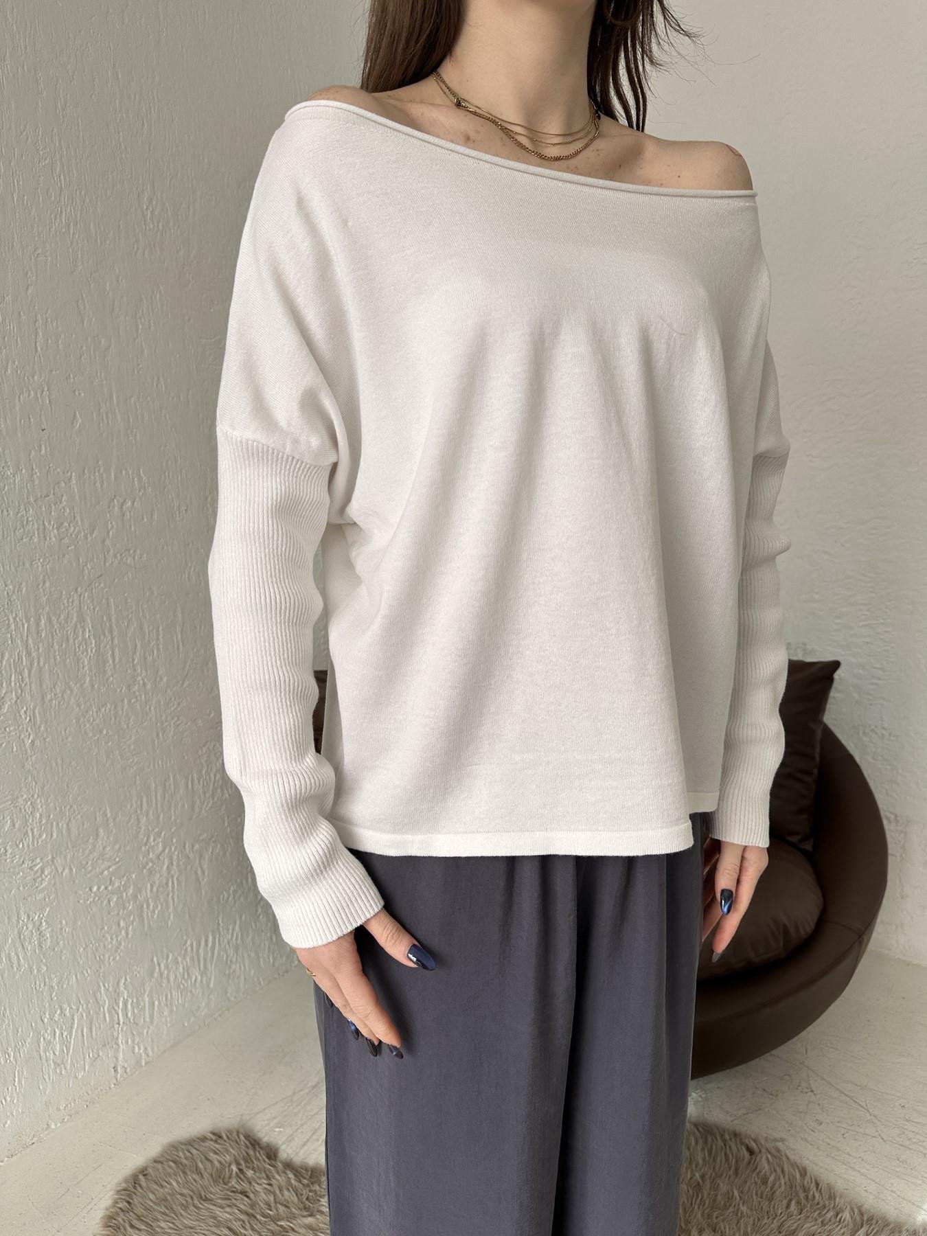 Kayık Yaka Uzun Kollu Triko EKRU