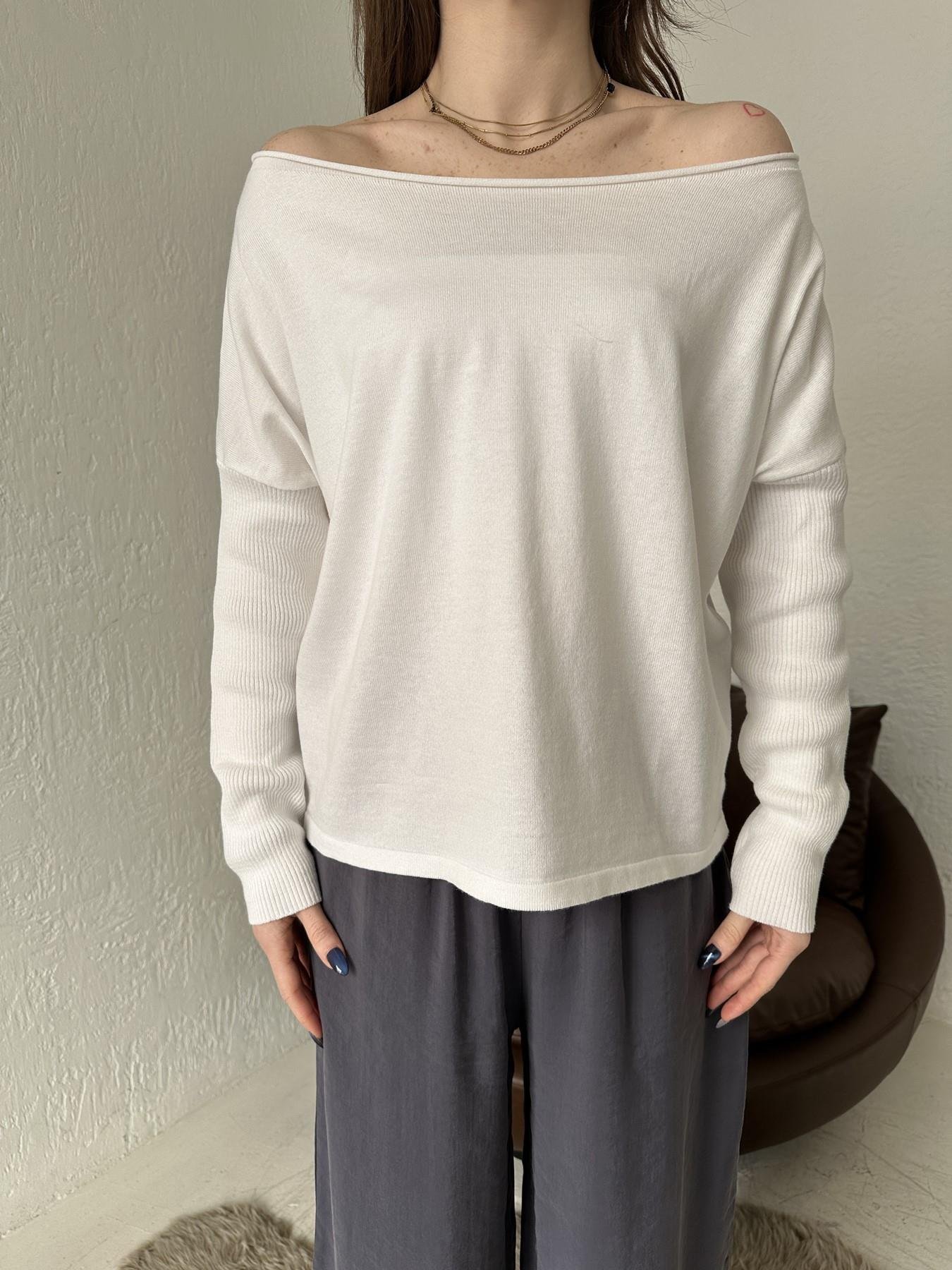 Kayık Yaka Uzun Kollu Triko EKRU