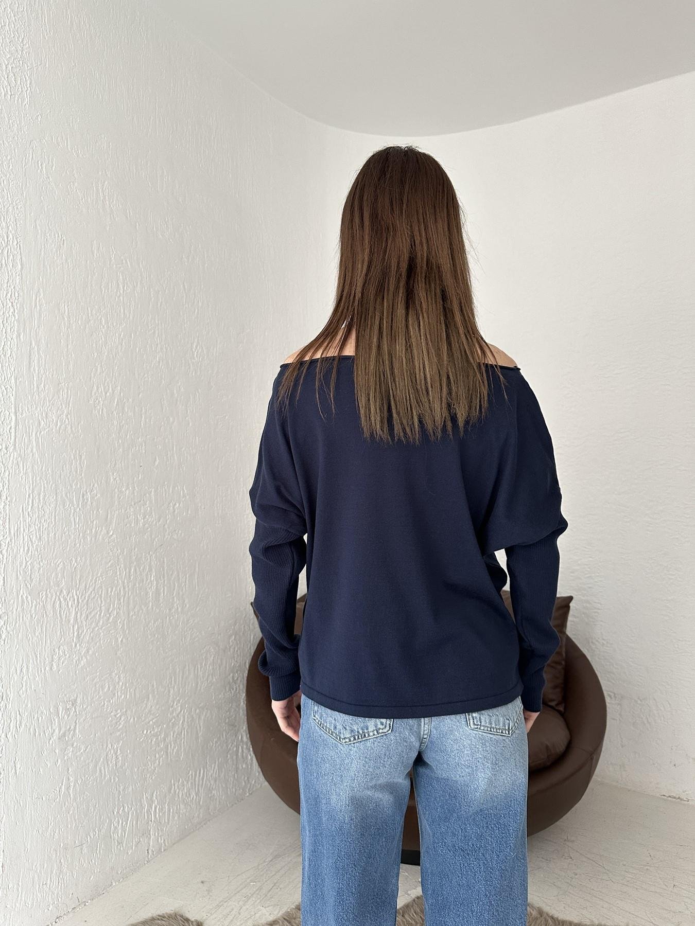 Kayık Yaka Uzun Kollu Triko LACİVERT