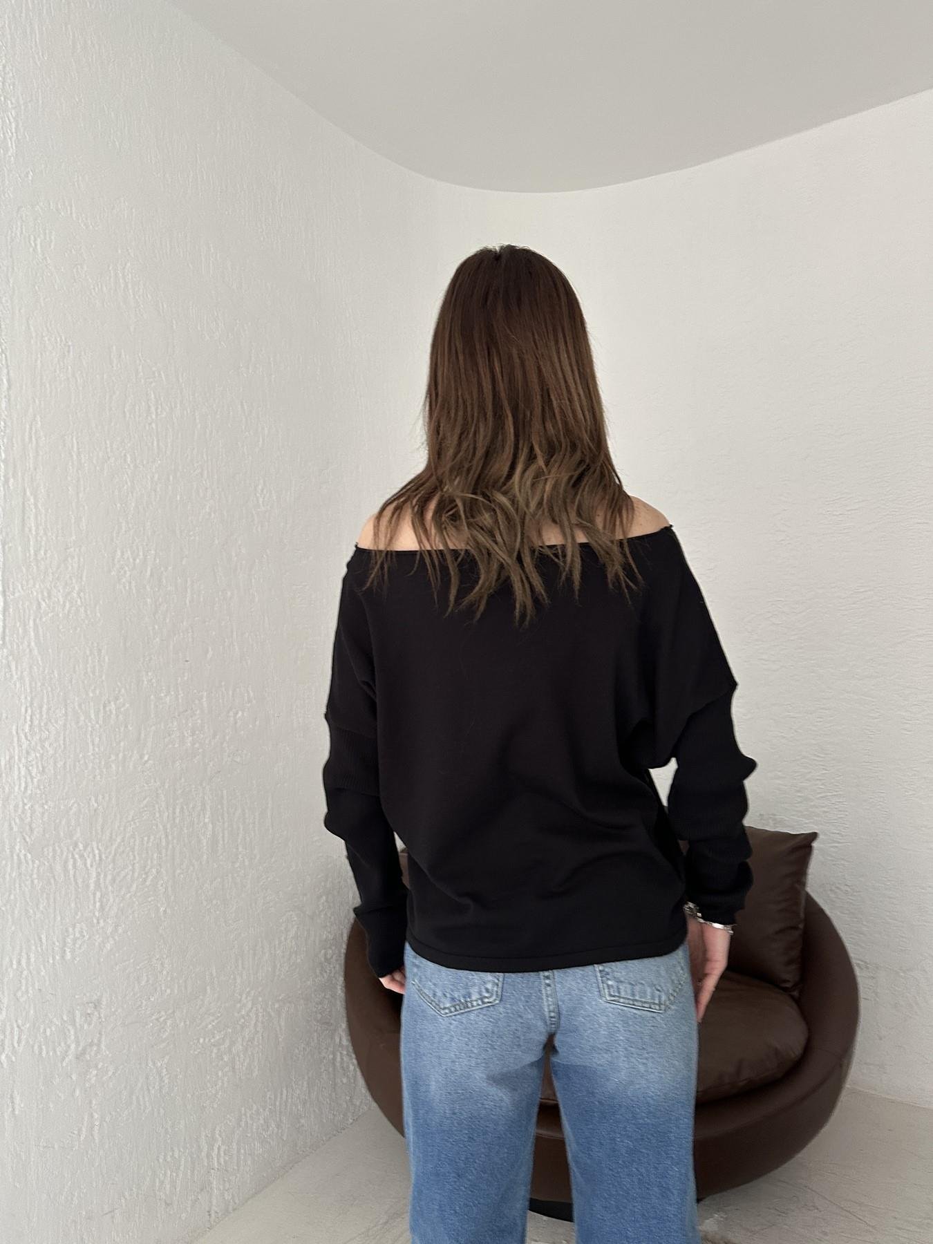 Kayık Yaka Uzun Kollu Triko SİYAH