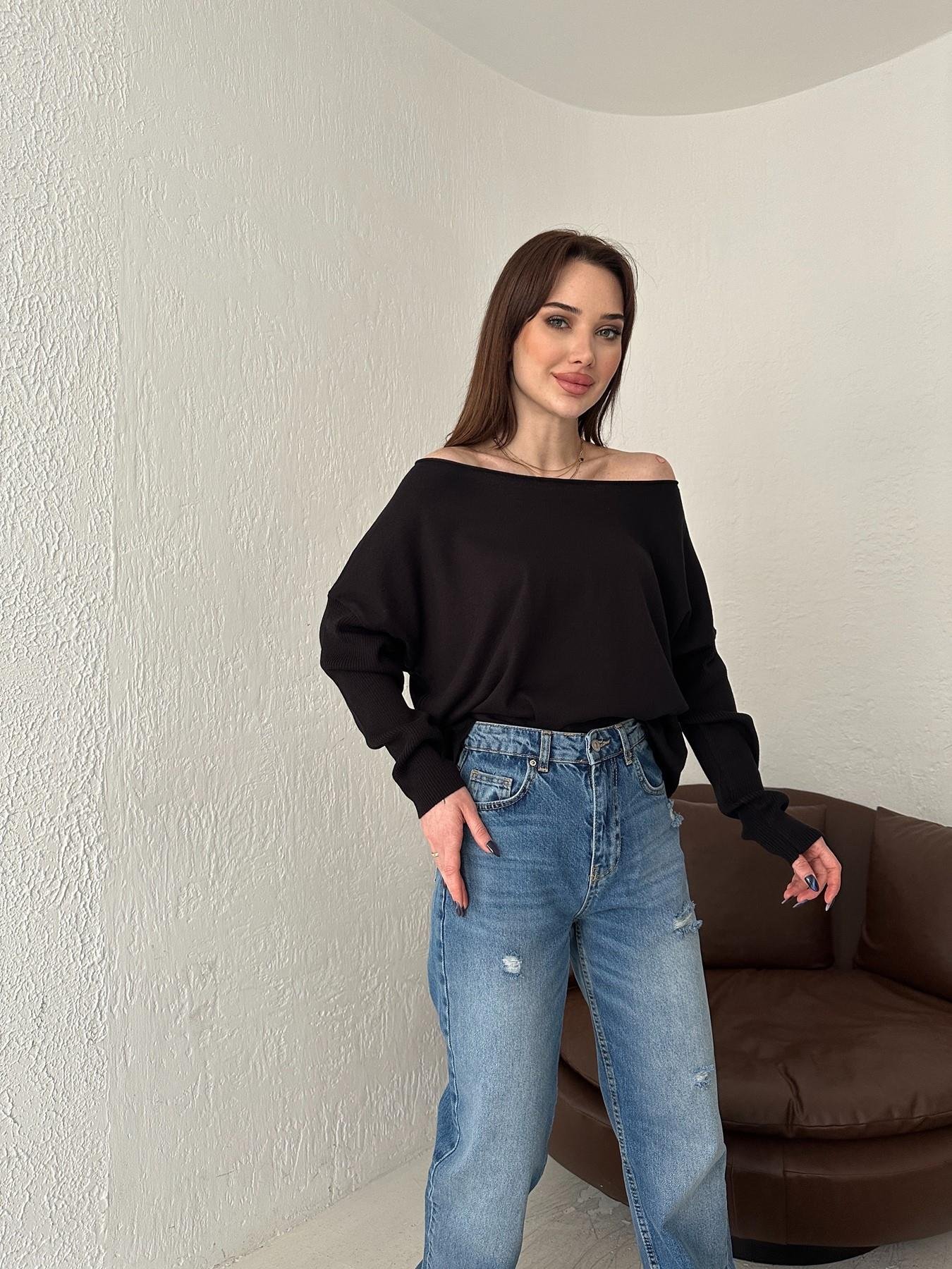 Kayık Yaka Uzun Kollu Triko SİYAH