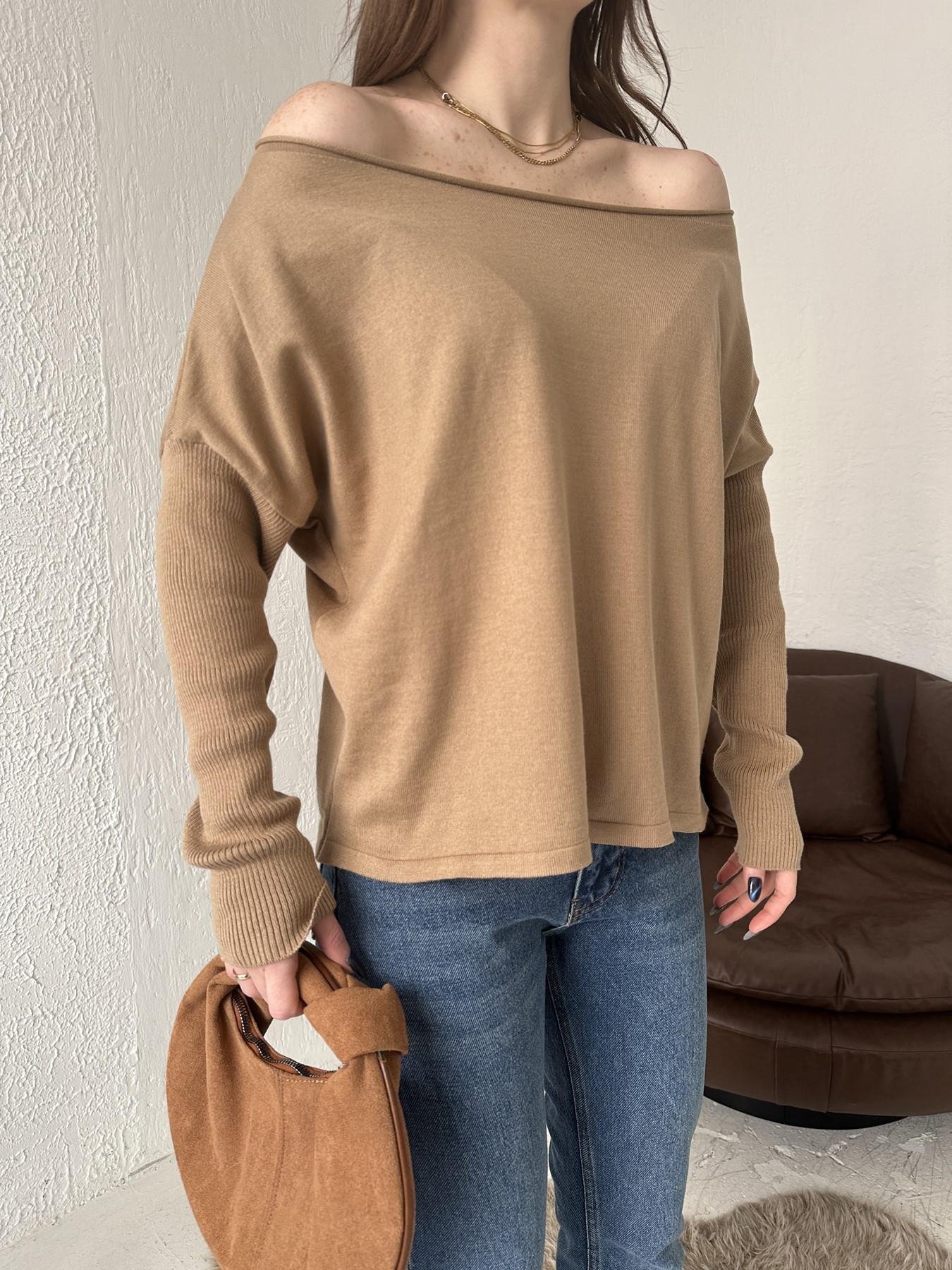 Kayık Yaka Uzun Kollu Triko VİZON