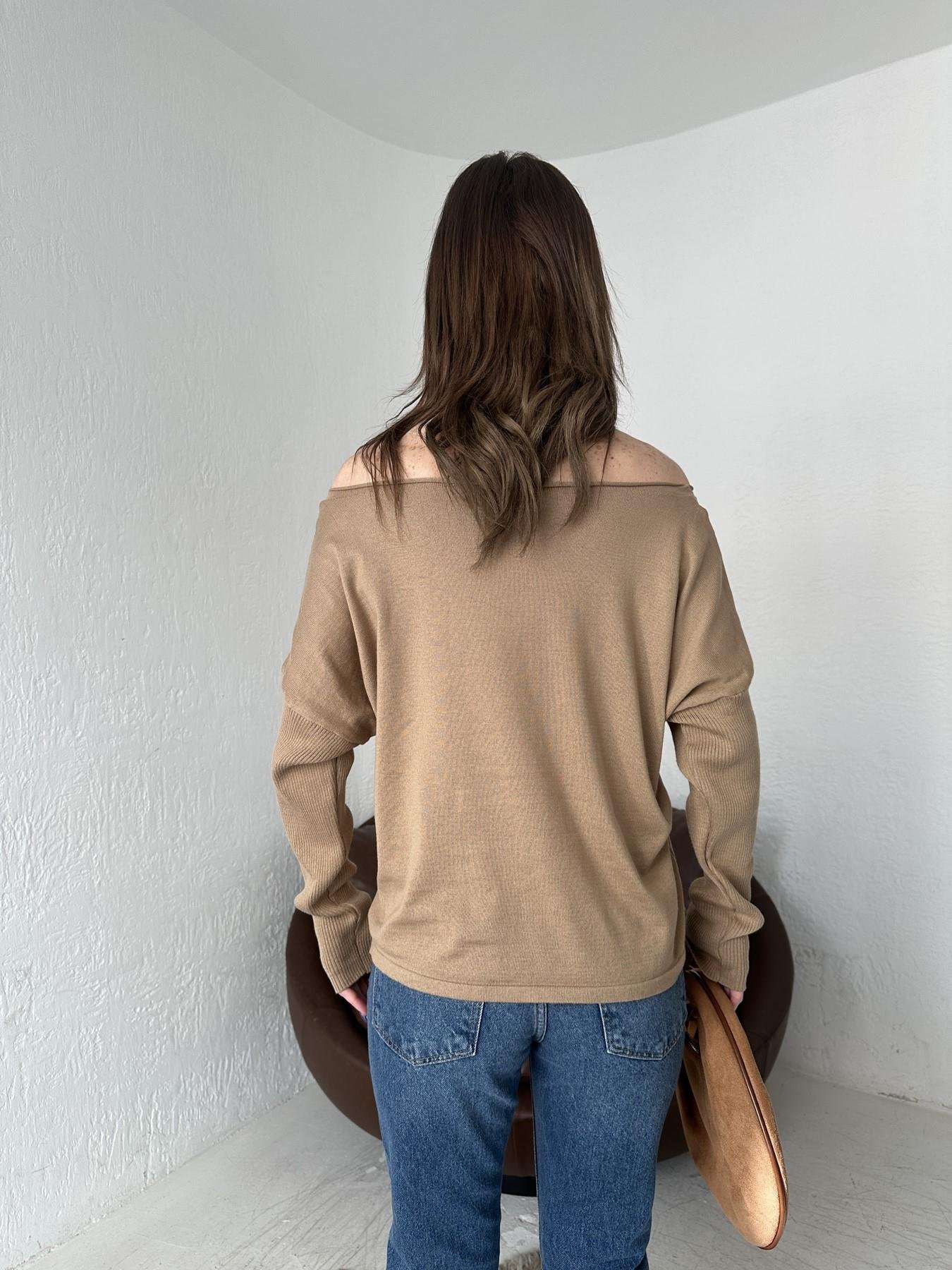 Kayık Yaka Uzun Kollu Triko VİZON