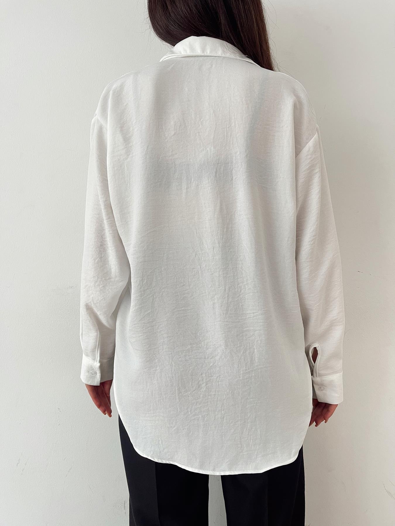 Kedi Nakışlı Keten Gömlek BEYAZ