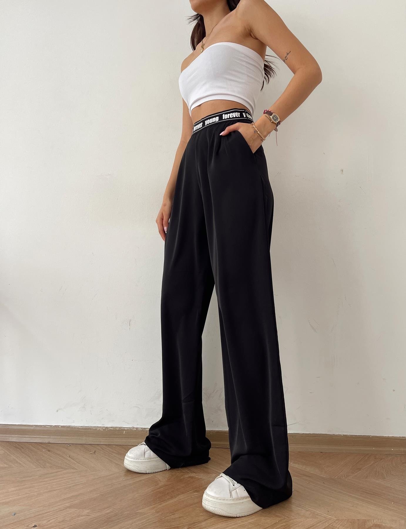 Kemer Detaylı Pantolon SİYAH