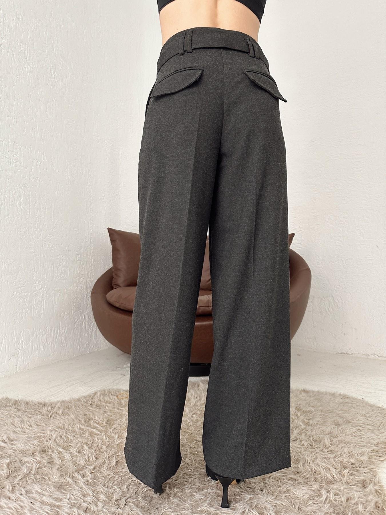 Kemerli Bol Paça Pantolon ANTRASİT