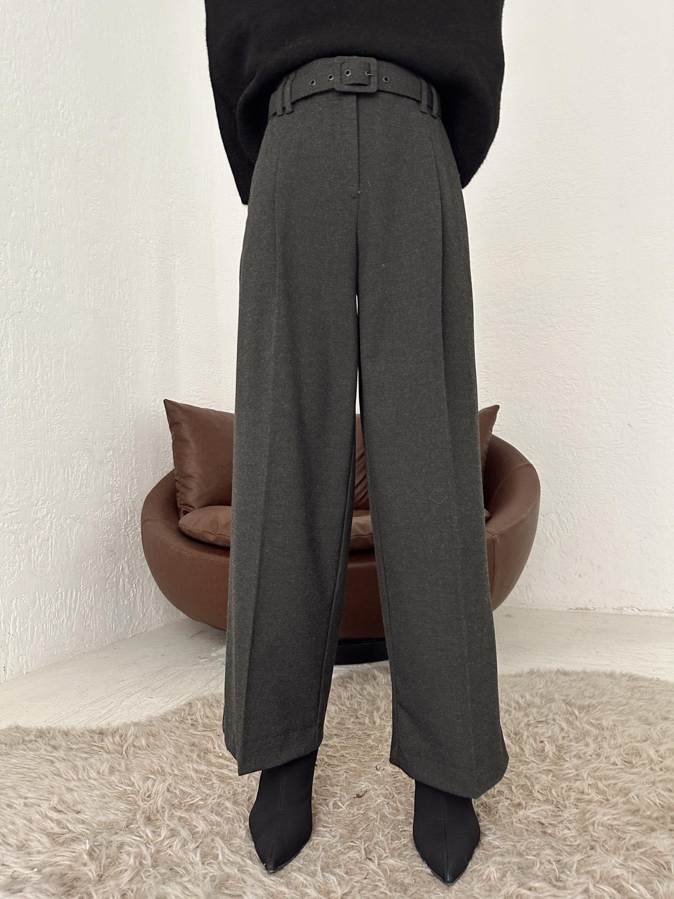 Kemerli Bol Paça Pantolon ANTRASİT