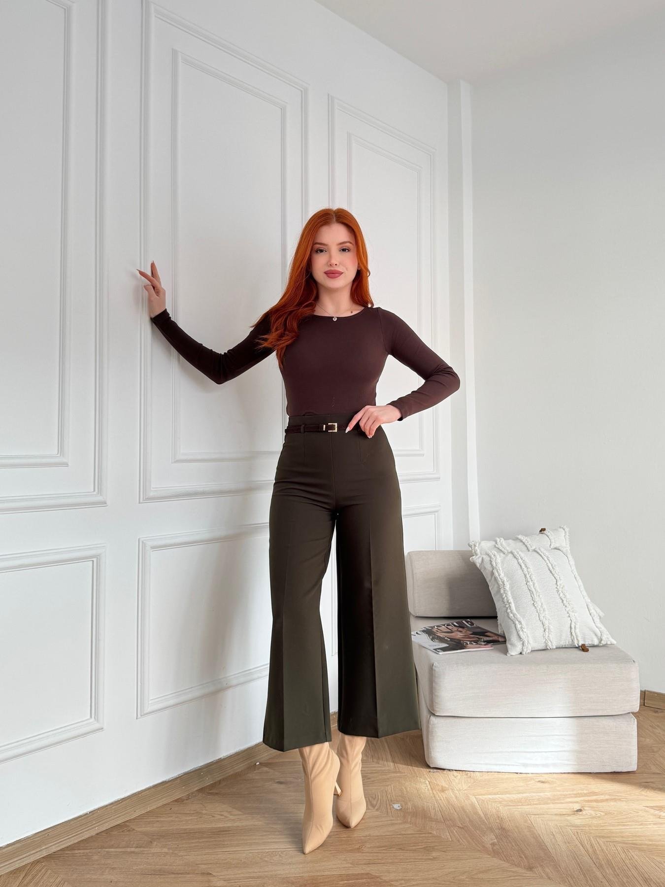 Kemerli Culotte Pantolon Haki