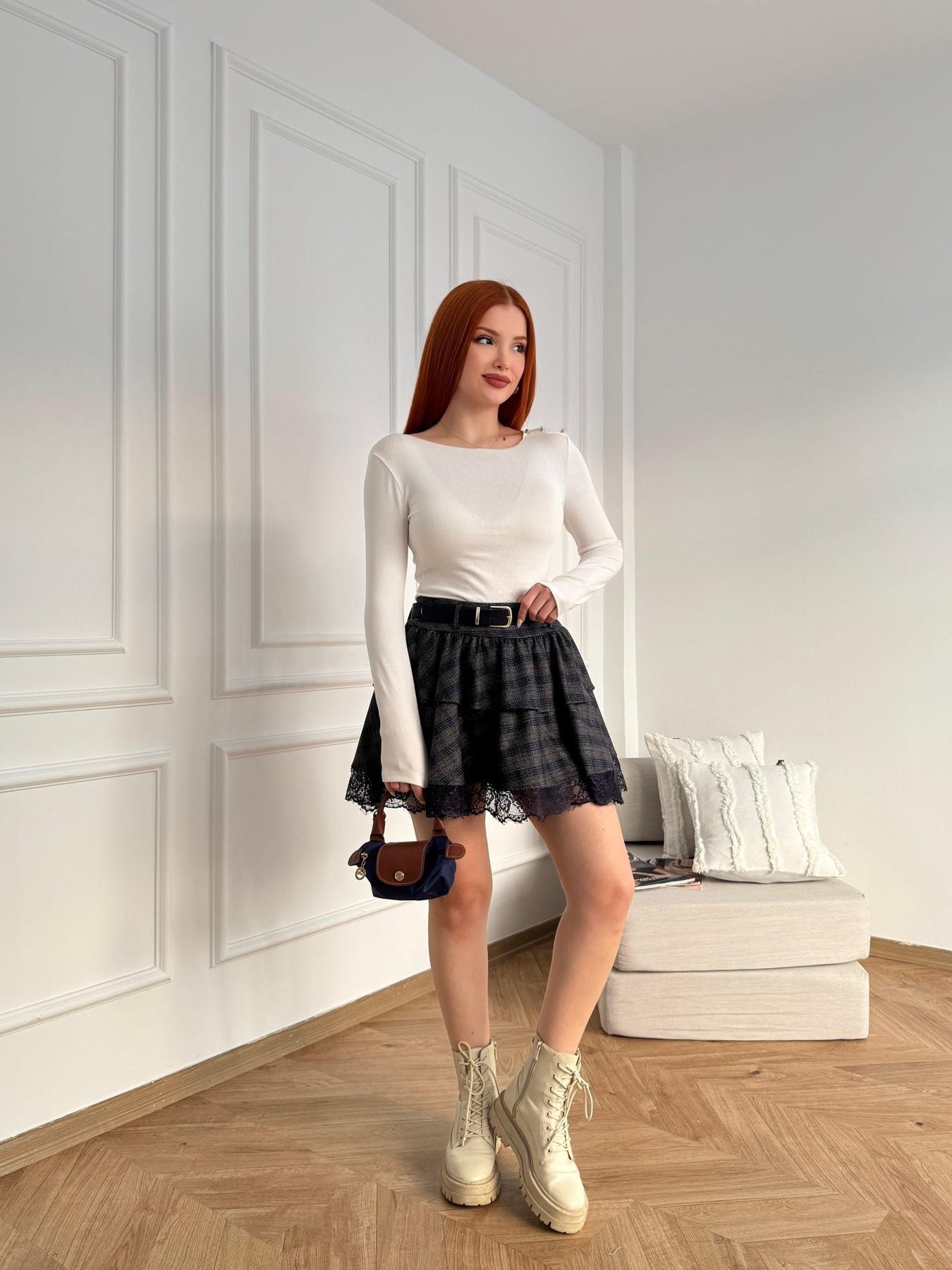 Kemerli Eteği Tüllü Etek Lacivert