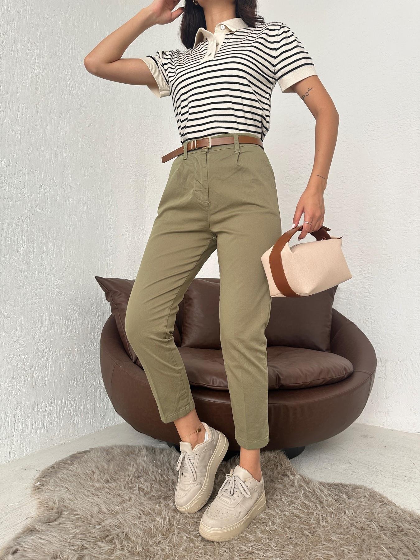 Kemerli Gabardin Pantolon Haki