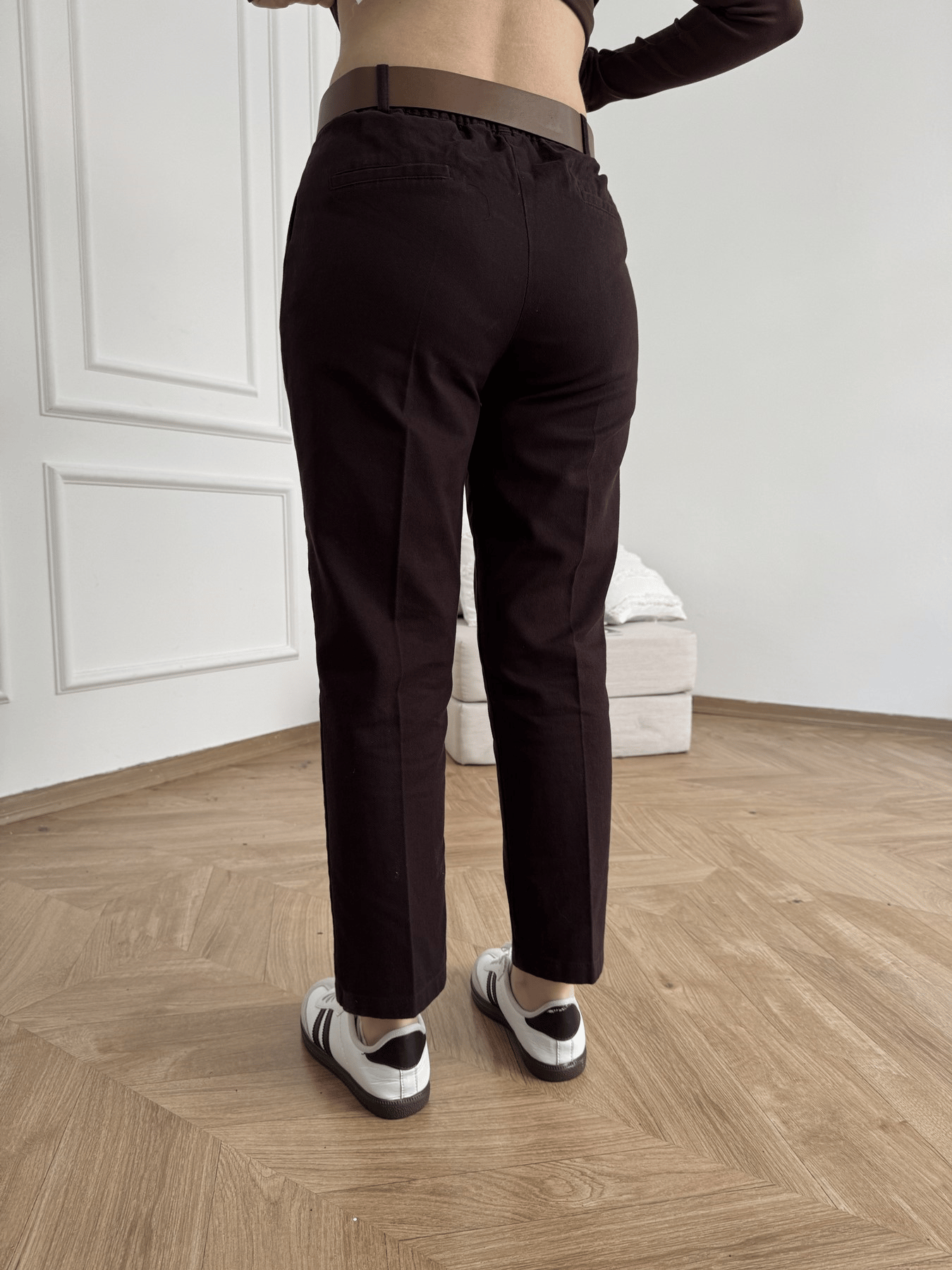 Kemerli Gabardin Pantolon Koyu kahve