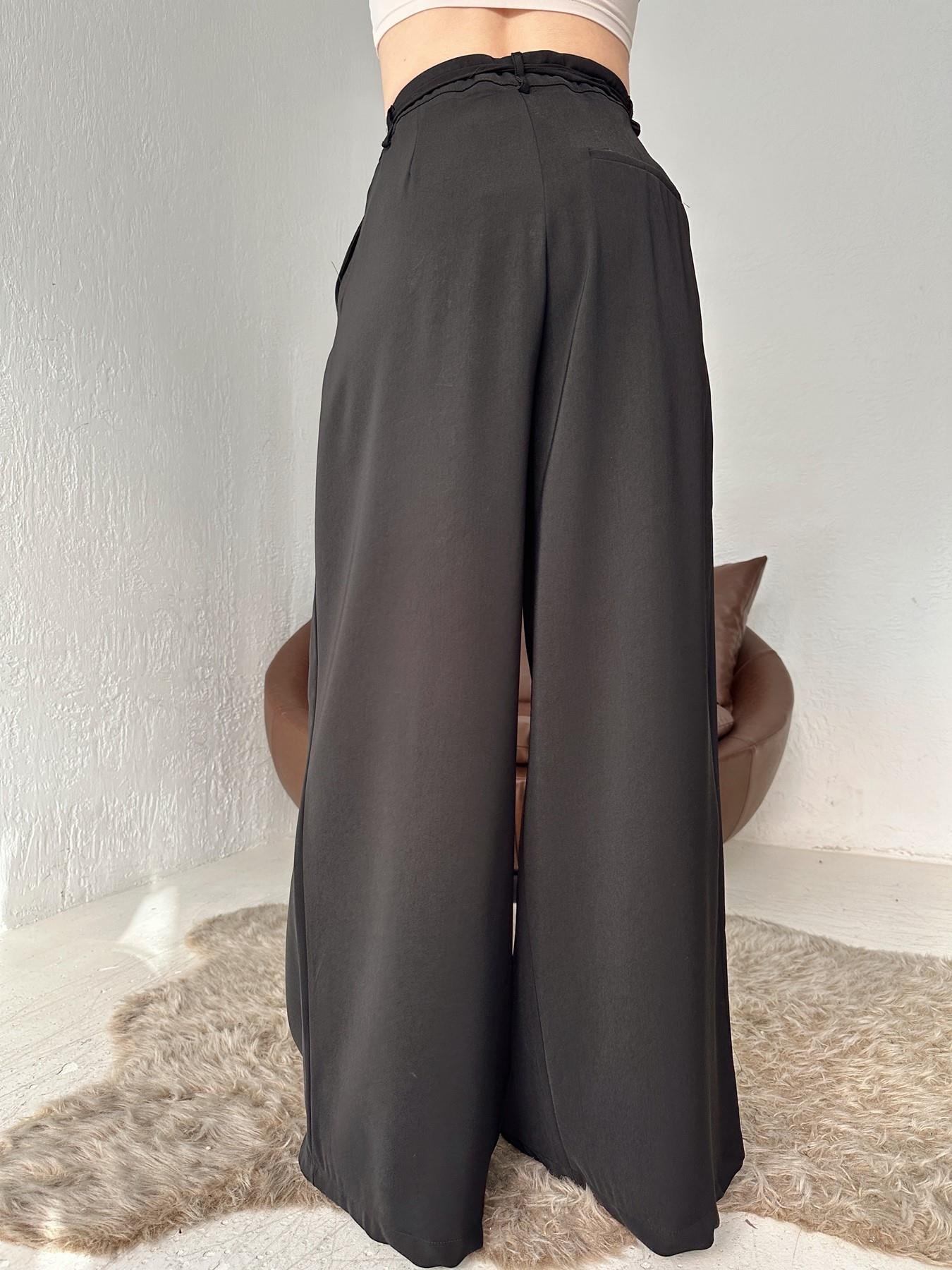 Kemerli Geniş Paça Pantolon SİYAH