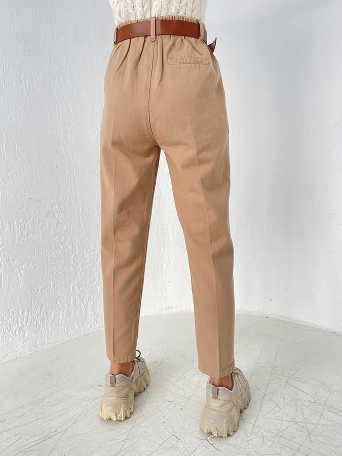 Kemerli Kanvas Pantolon CAMEL