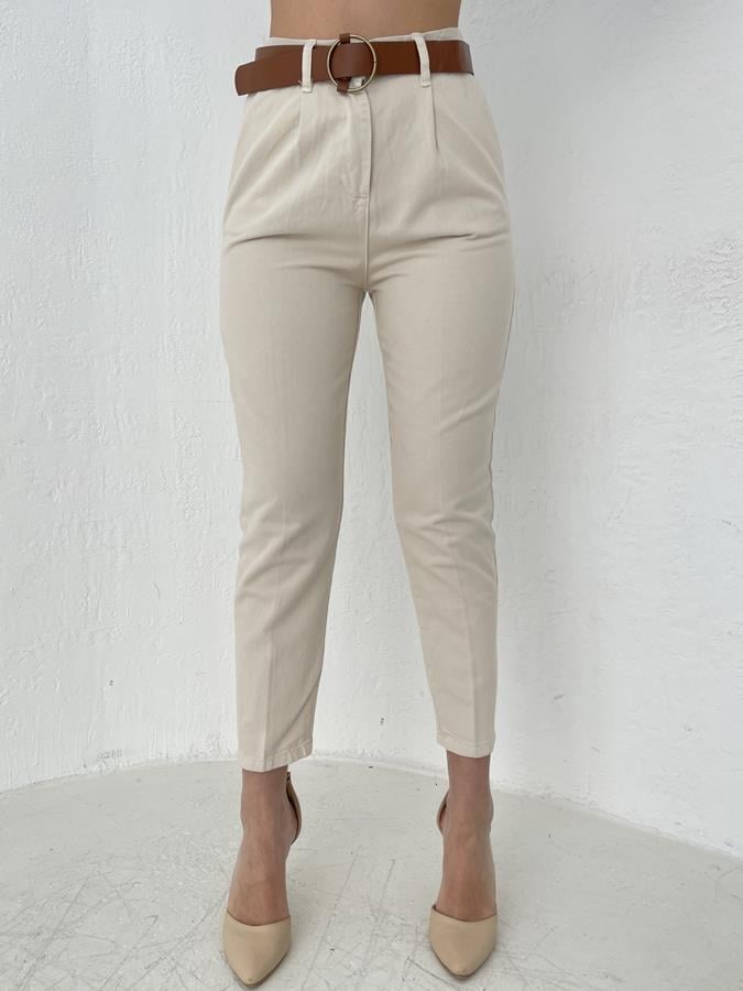 Kemerli Kanvas Pantolon TAŞ