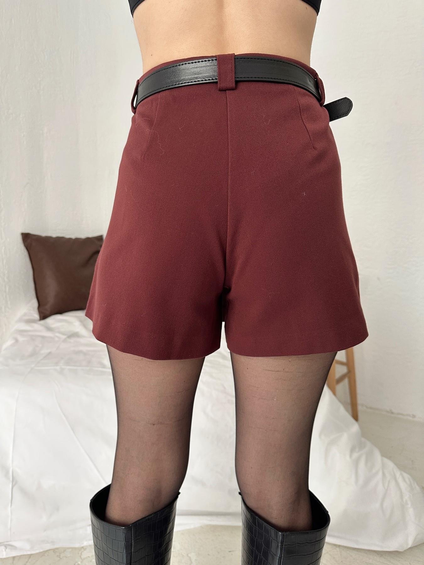 Kemerli Mini Şort Etek BORDO