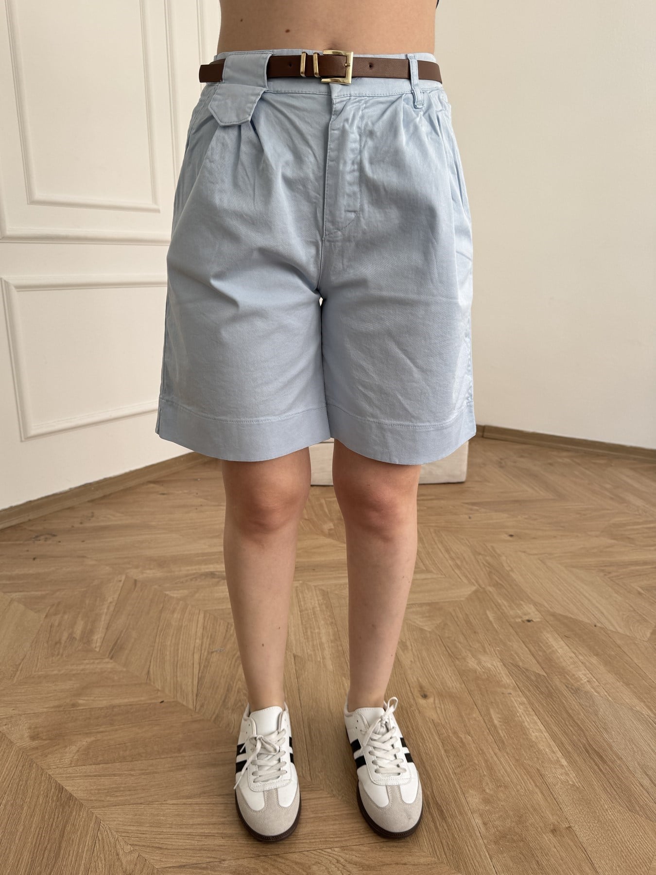 Kemerli Şort Bebe mavi