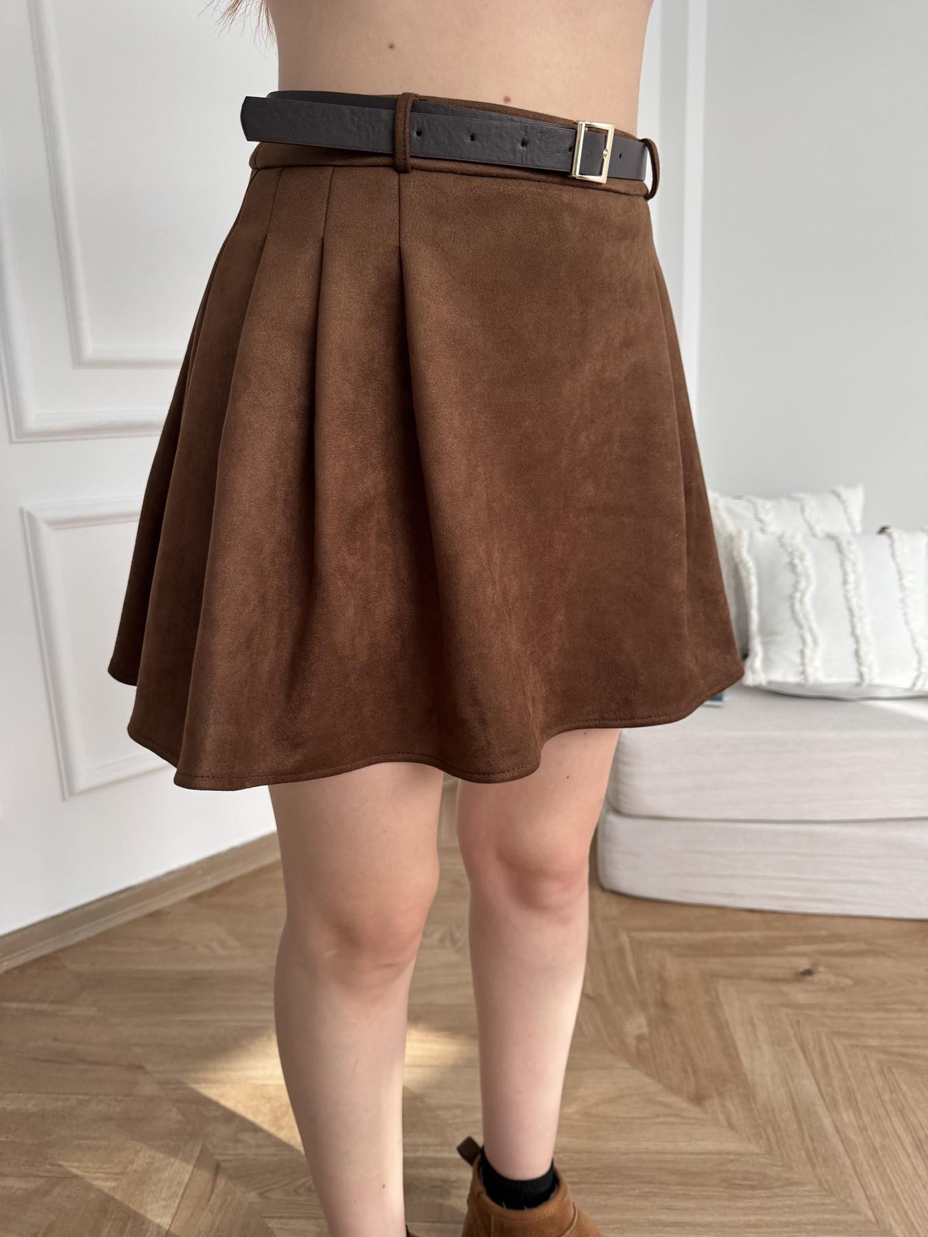 Kemerli Süet Etek Kahve