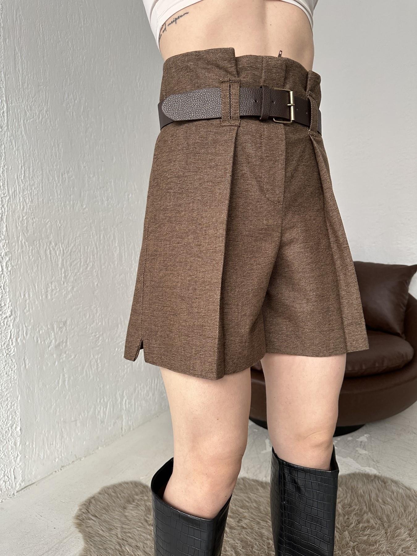Kemerli Yüksek Bel Şort KAHVE