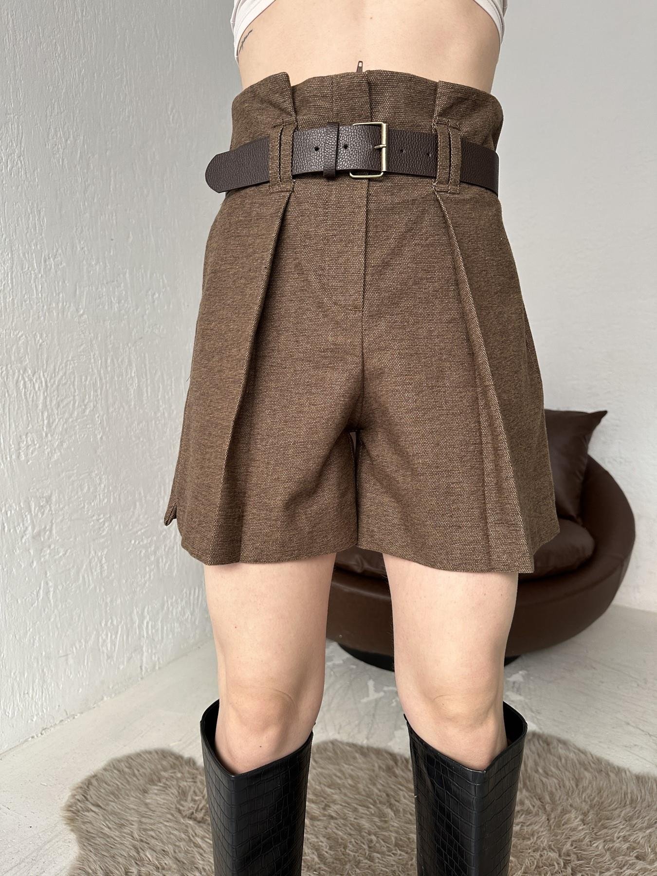 Kemerli Yüksek Bel Şort KAHVE
