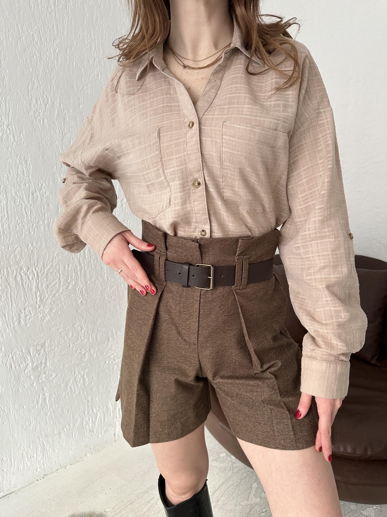 Kemerli Yüksek Bel Şort KAHVE