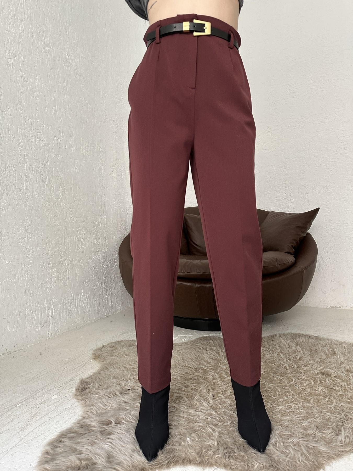 Kemerli Yüksel Bel Pantolon BORDO