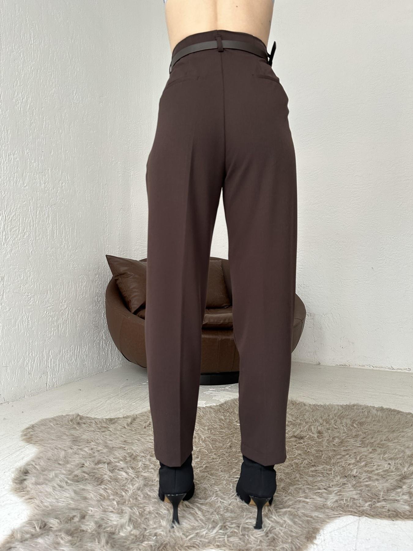 Kemerli Yüksel Bel Pantolon KAHVE