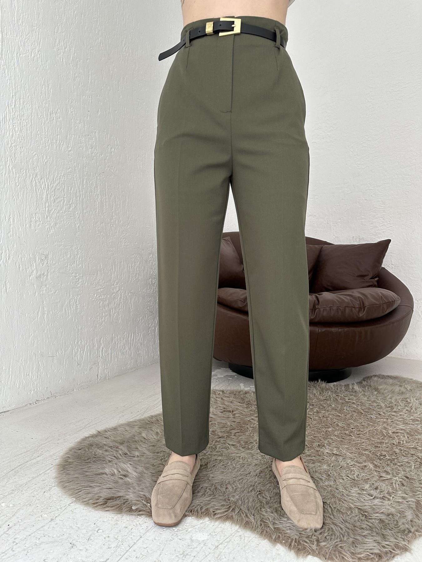 Kemerli Yüksel Bel Pantolon Yeşil