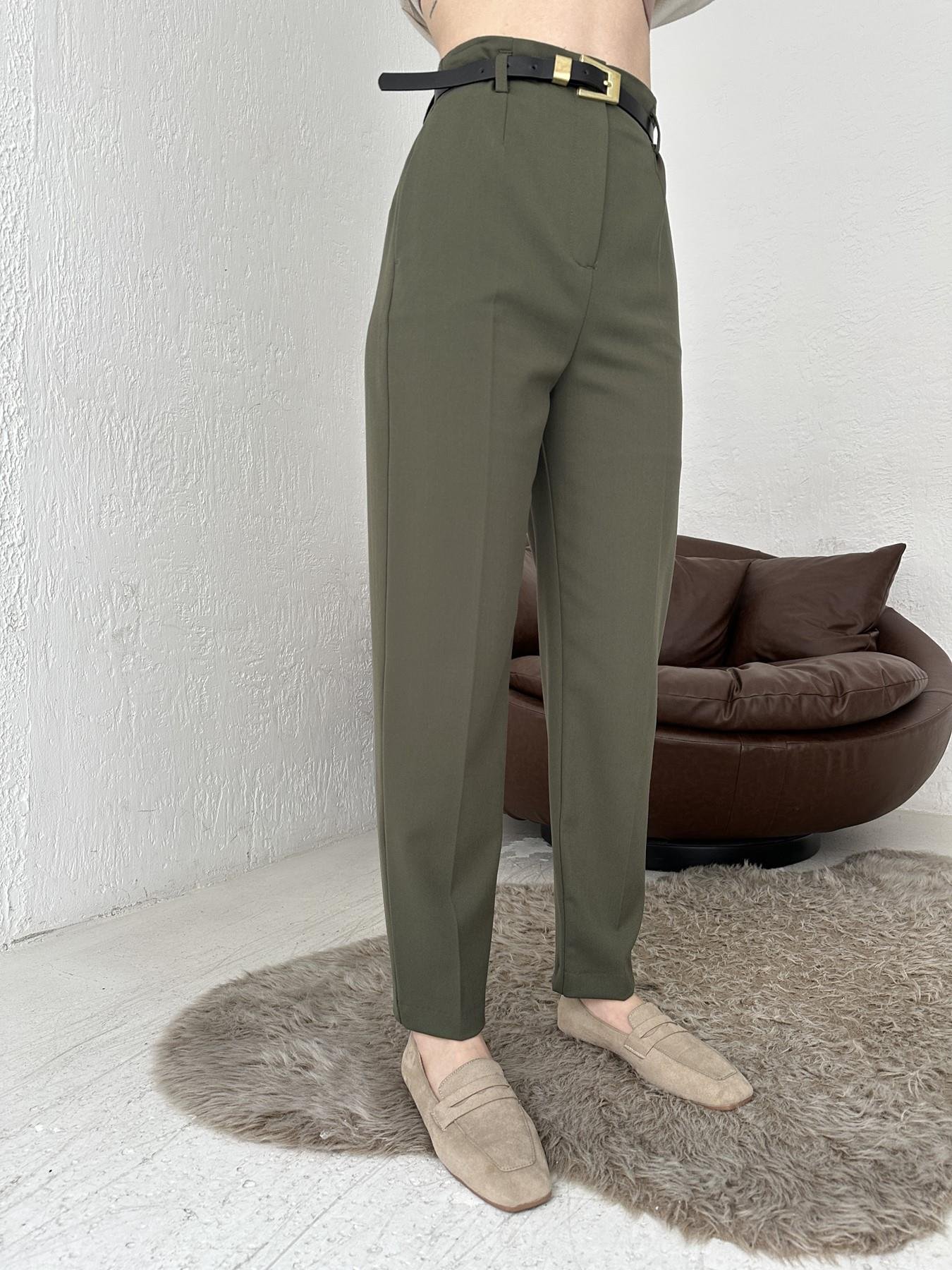 Kemerli Yüksel Bel Pantolon Yeşil