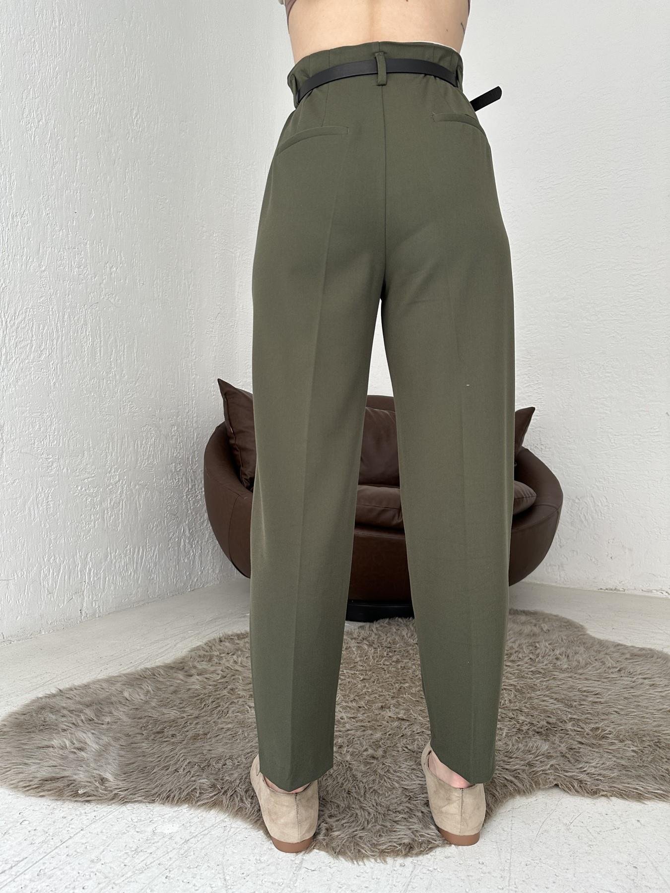 Kemerli Yüksel Bel Pantolon Yeşil