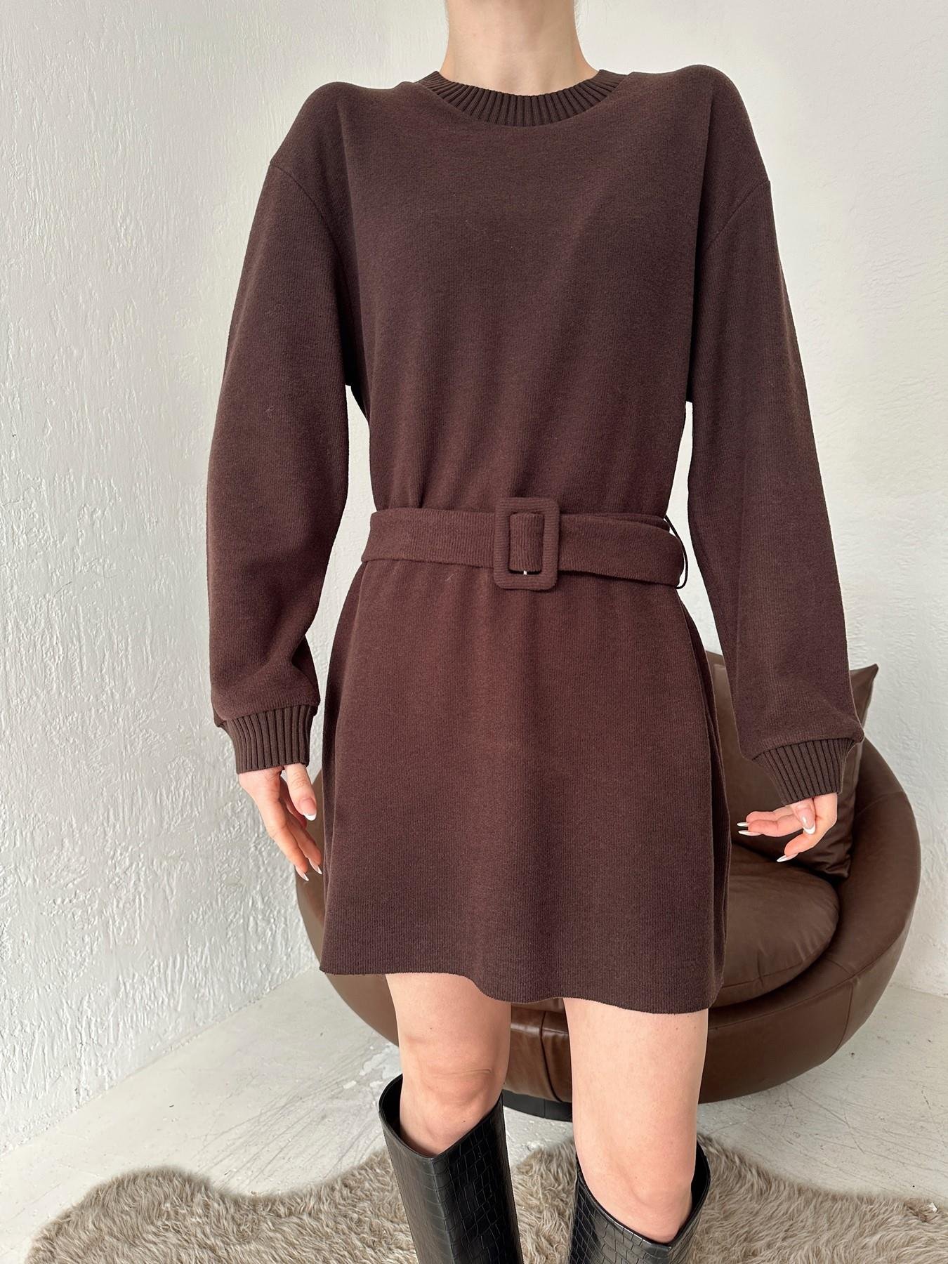 Kemerli Yumoş Elbise KAHVE