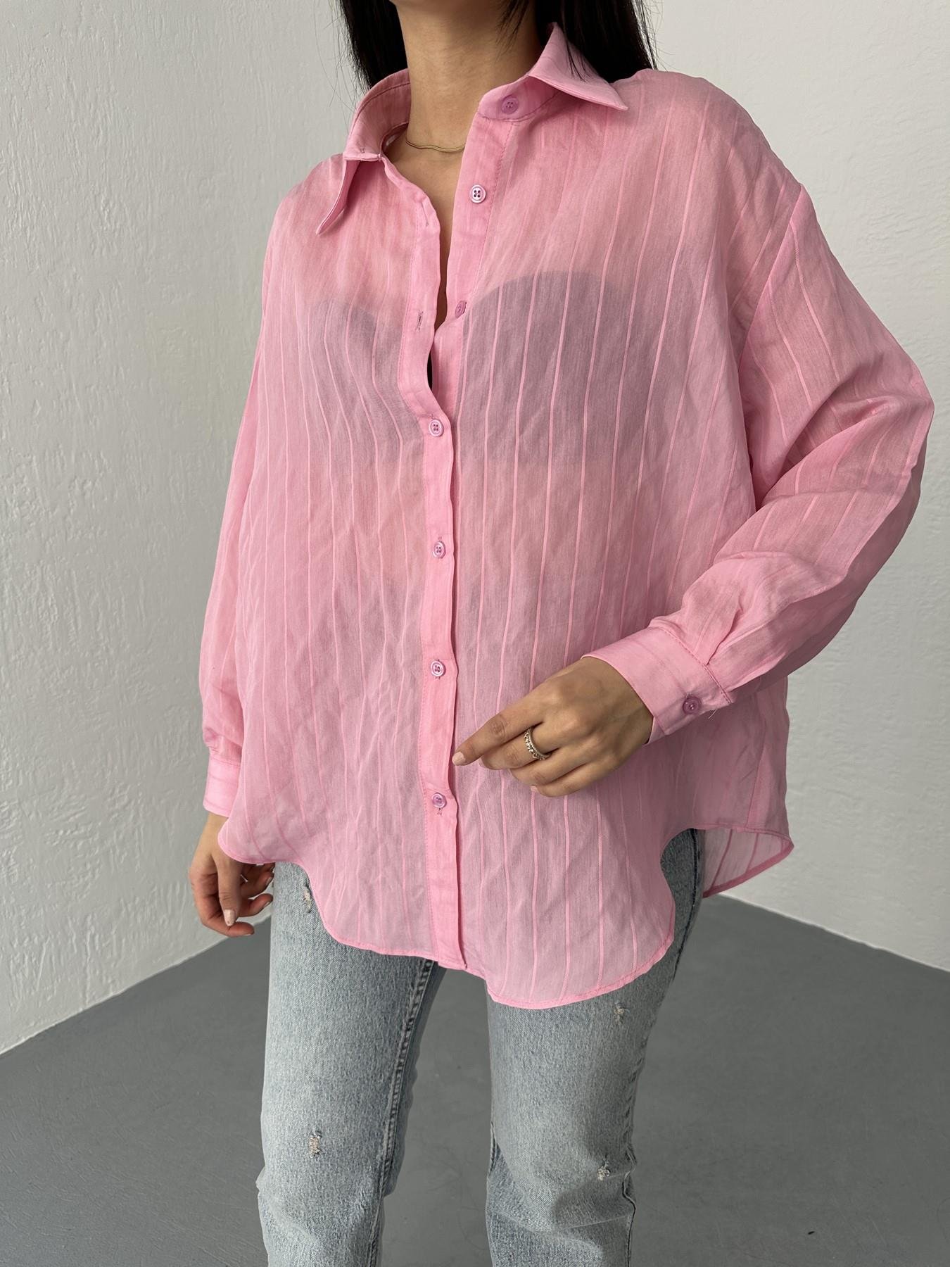 Kendinden Çizgili Gömlek Pembe