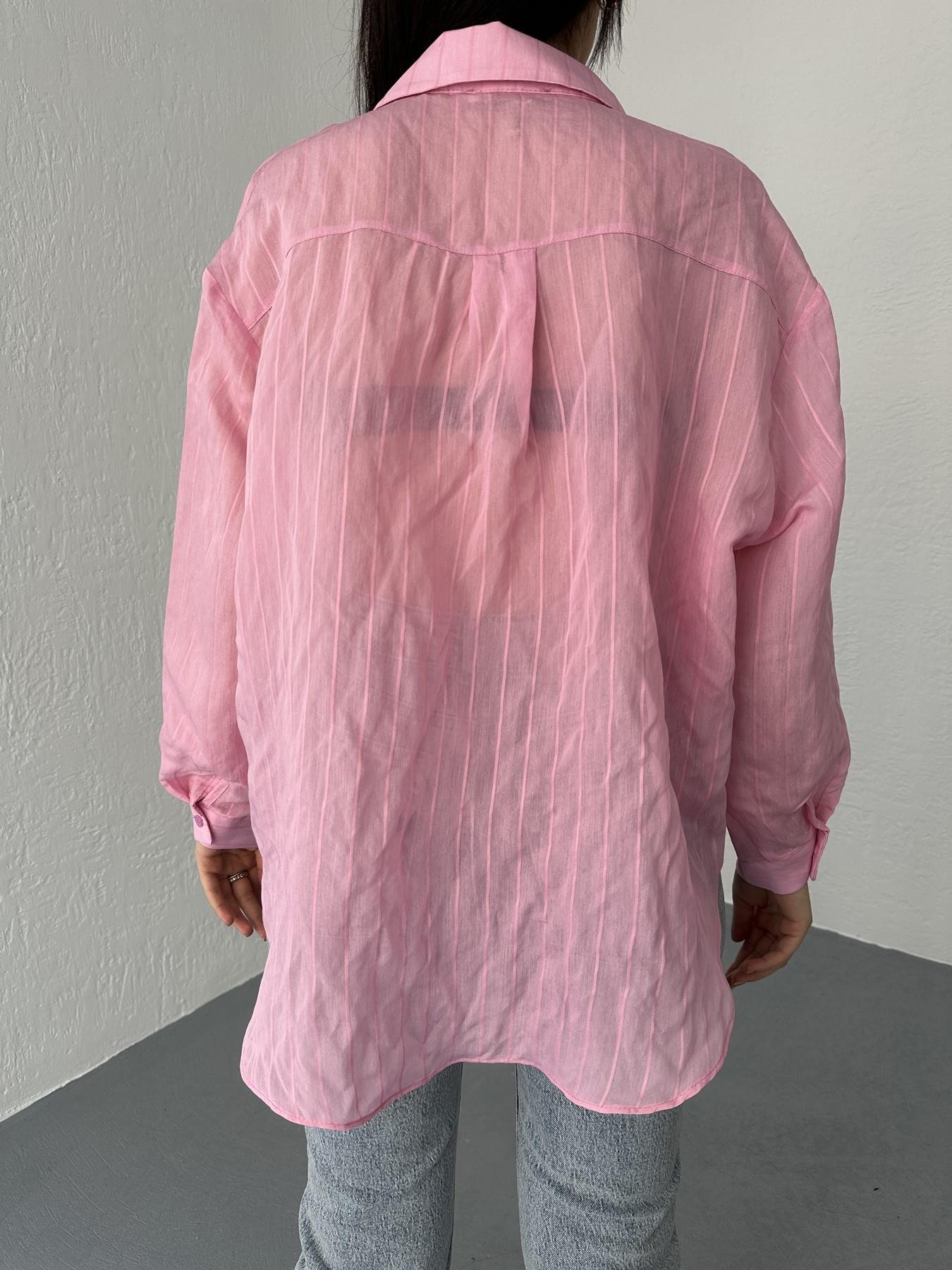 Kendinden Çizgili Gömlek Pembe