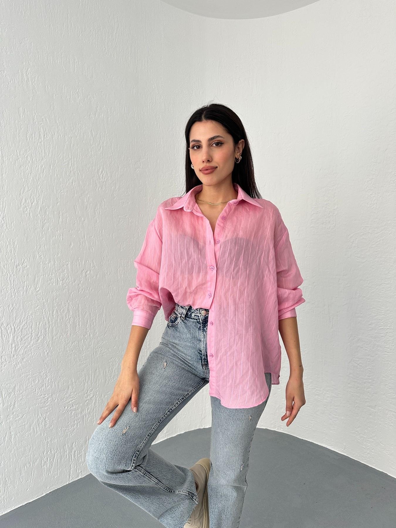 Kendinden Çizgili Gömlek Pembe