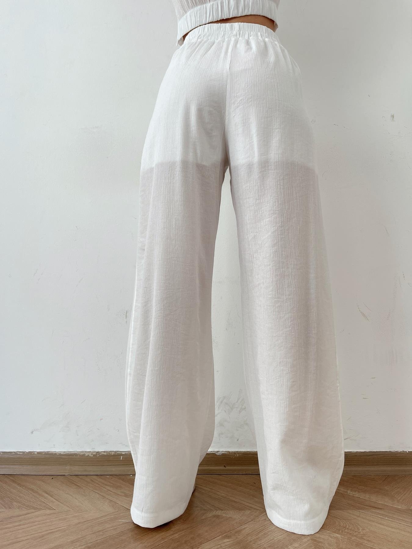 Kendinden Desenli Bol Pantolon EKRU