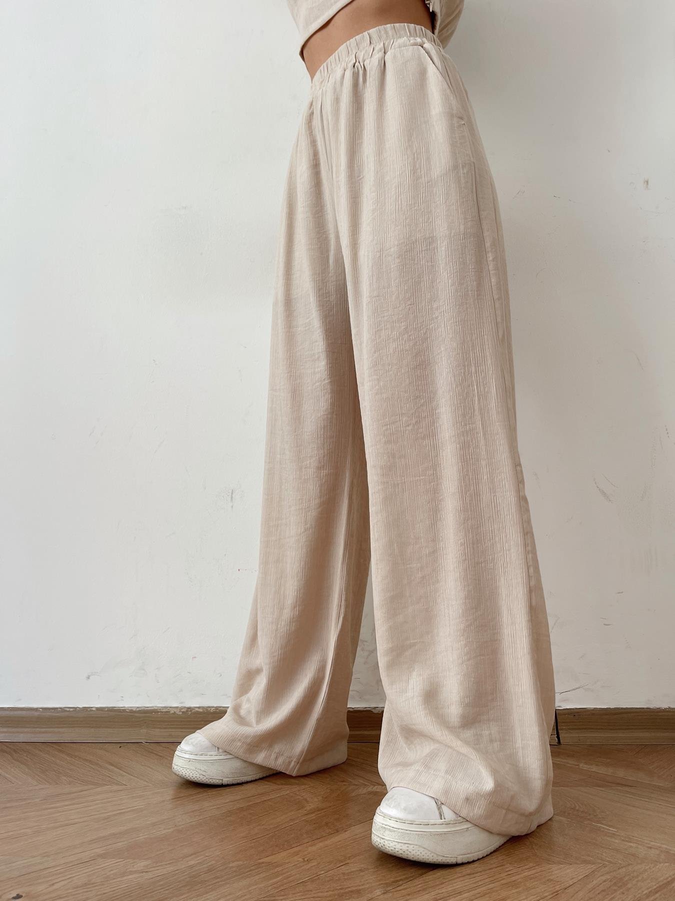 Kendinden Desenli Bol Pantolon TAŞ