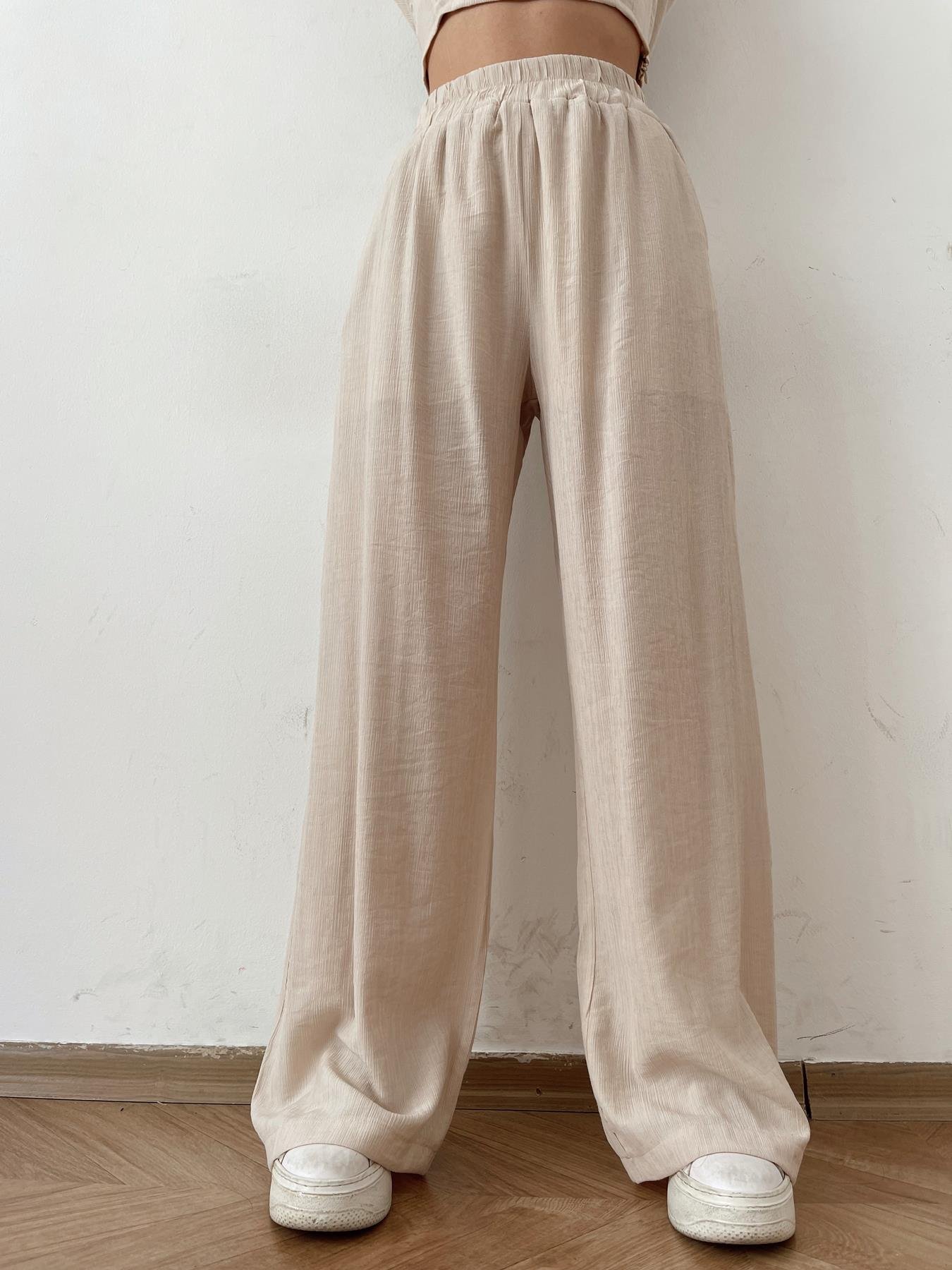 Kendinden Desenli Bol Pantolon TAŞ