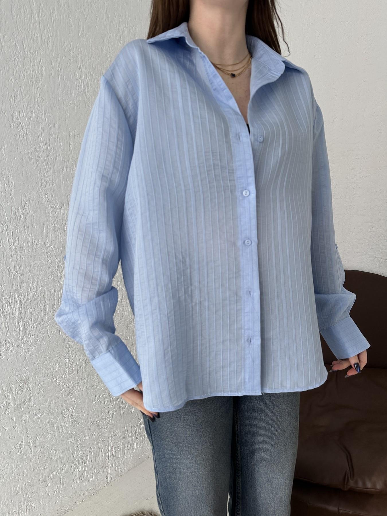 Kendinden Desenli Cepsiz Gömlek MAVİ