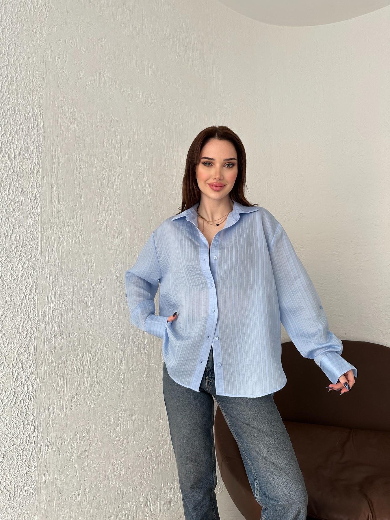 Kendinden Desenli Cepsiz Gömlek MAVİ