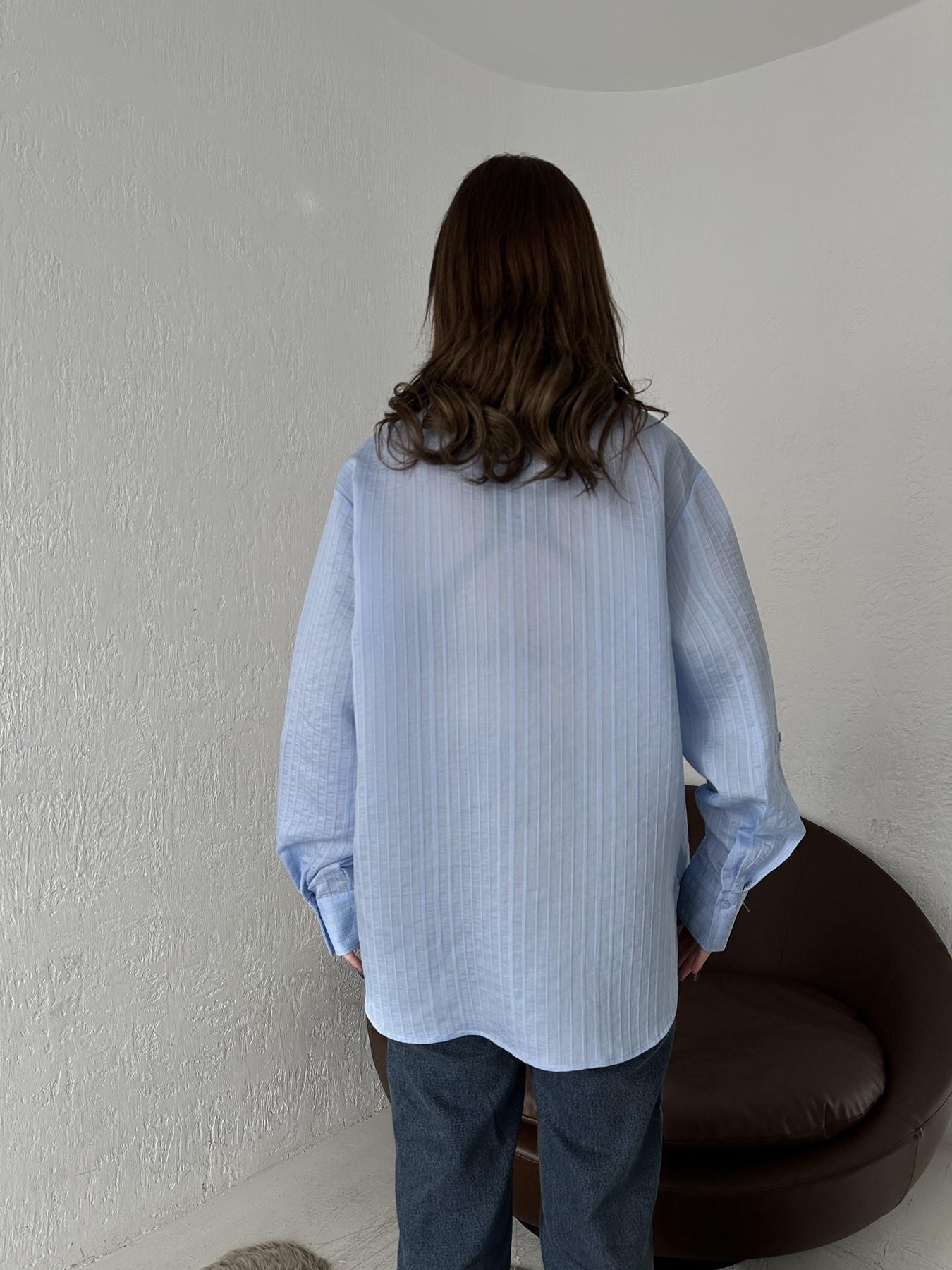 Kendinden Desenli Cepsiz Gömlek MAVİ