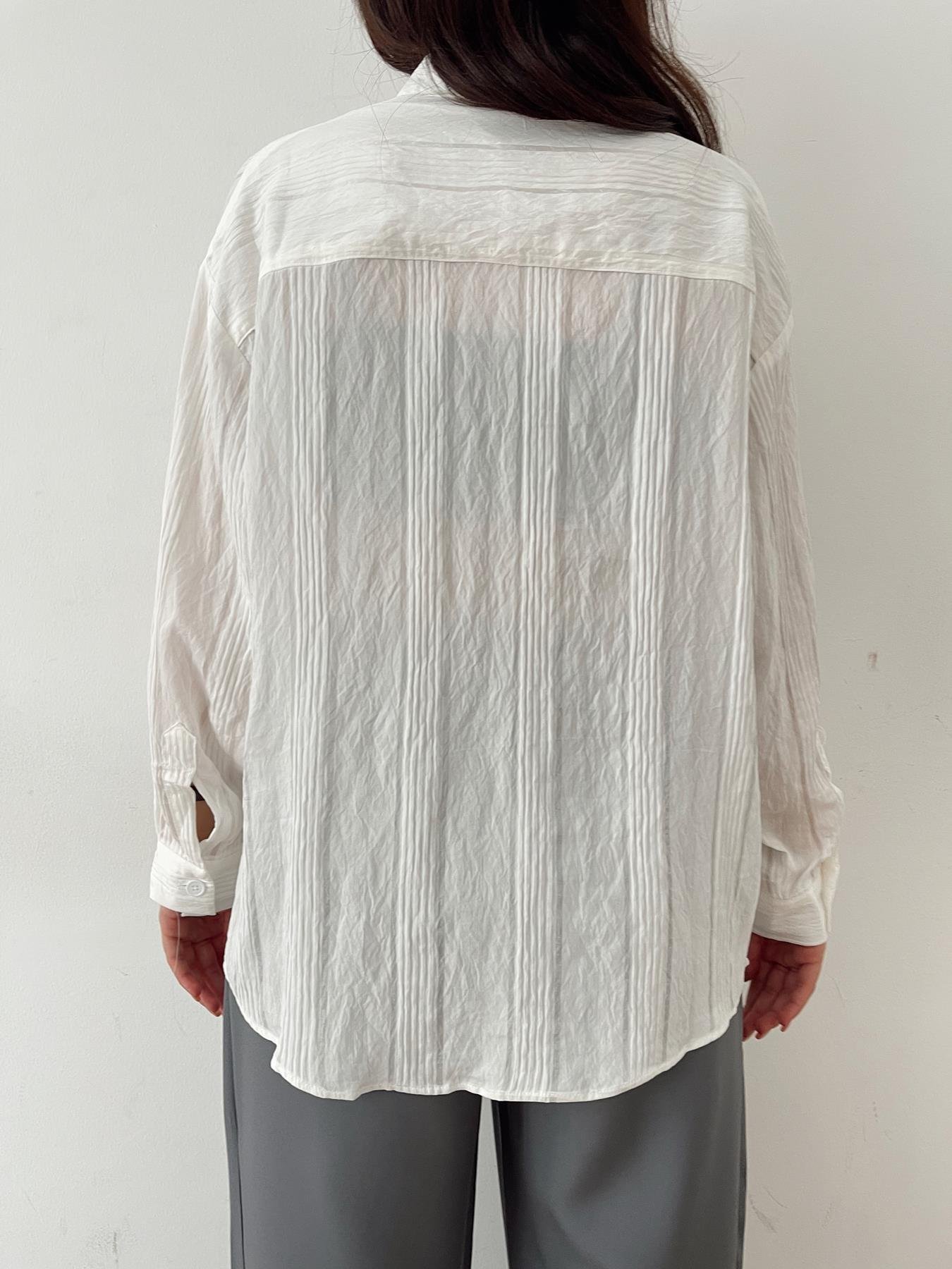 Kendinden Desenli Gömlek BEYAZ