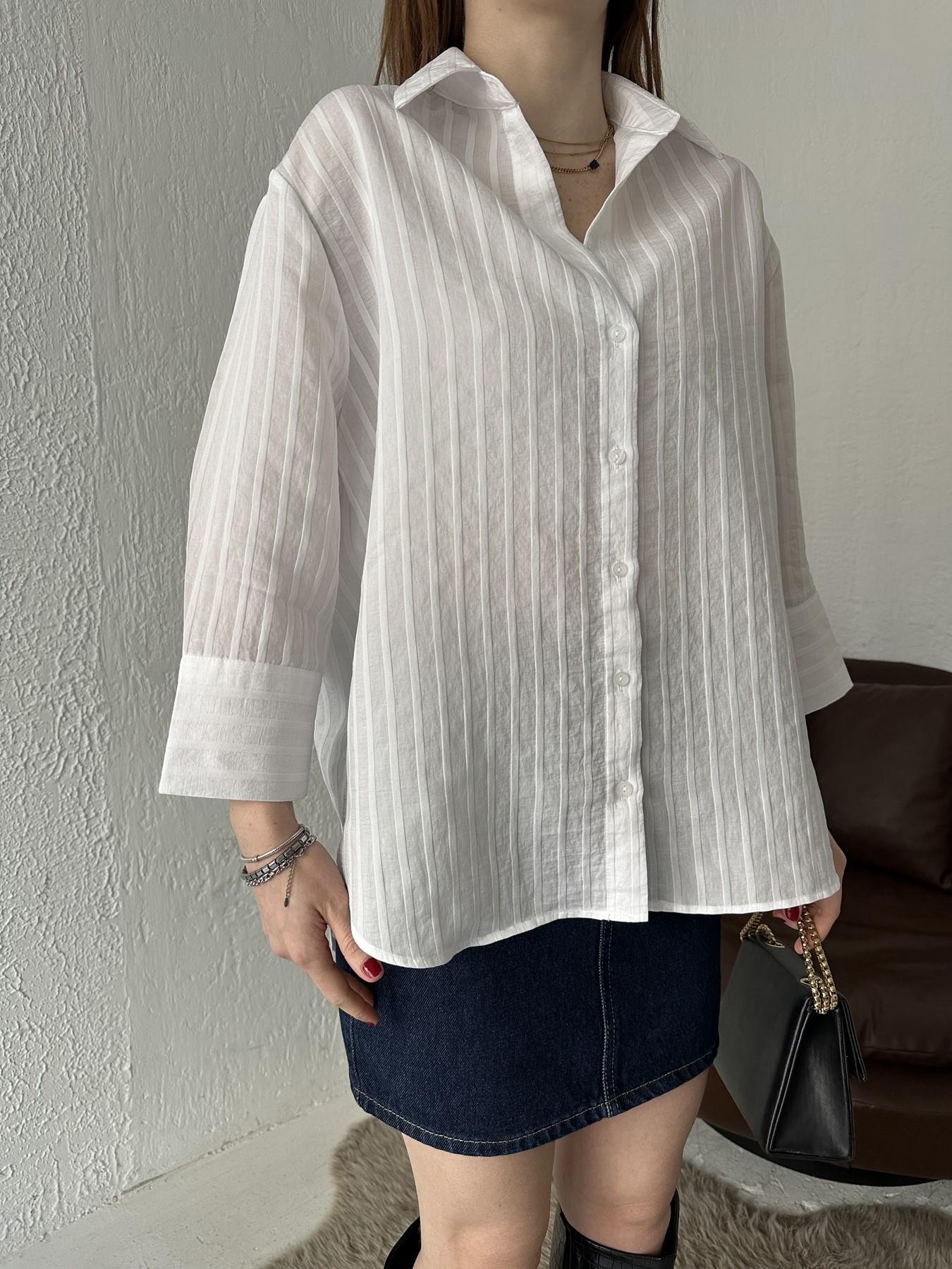 Kendinden Desenli Gömlek BEYAZ