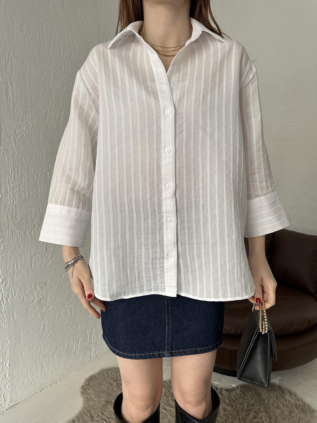 Kendinden Desenli Gömlek BEYAZ