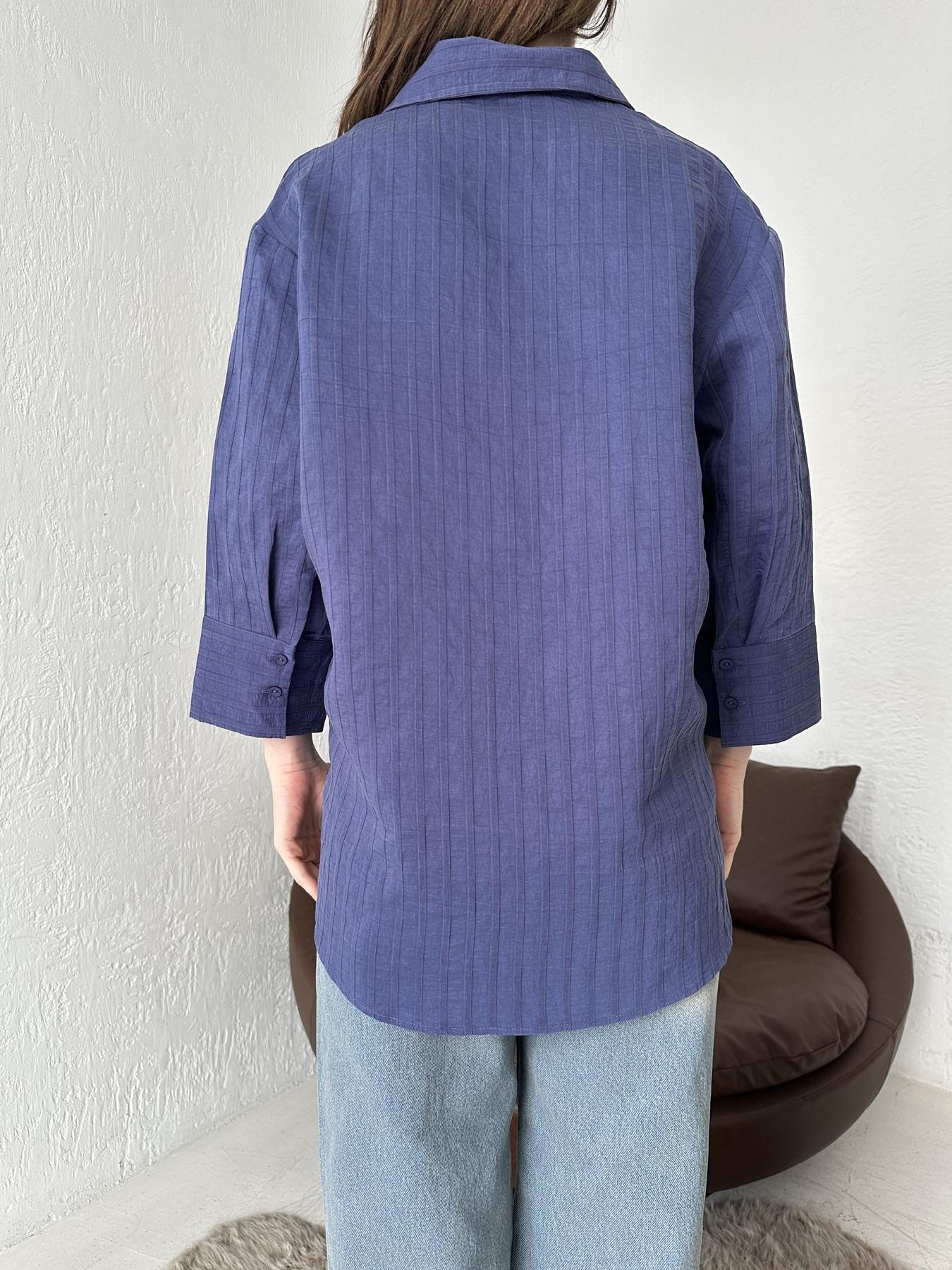 Kendinden Desenli Gömlek NAVY