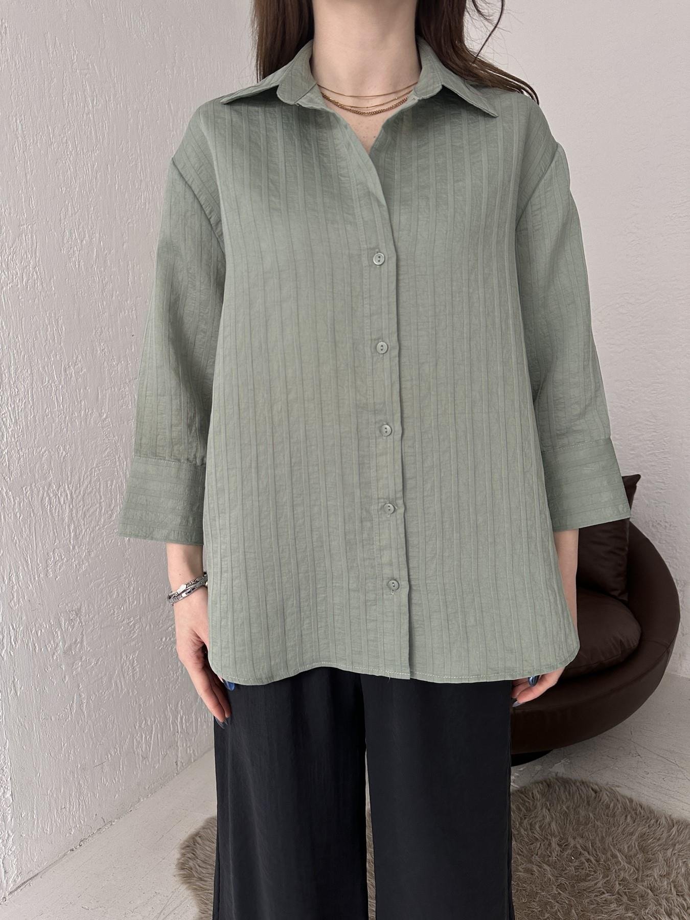 Kendinden Desenli Gömlek YEŞİL